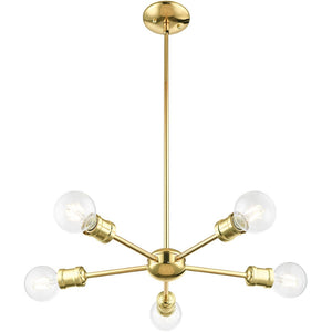 HomeRoots Five Light Dimmable Chandelier with Cylinder Shades - Modern Design for Stylish Ambient Lighting 687434