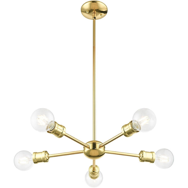 HomeRoots Five Light Dimmable Chandelier with Cylinder Shades - Modern Design for Stylish Ambient Lighting 687434