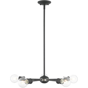 HomeRoots Five Light Dimmable Chandelier - Elegant Cylinder Shades for Modern Spaces, Perfect Ambiance & Style 687435