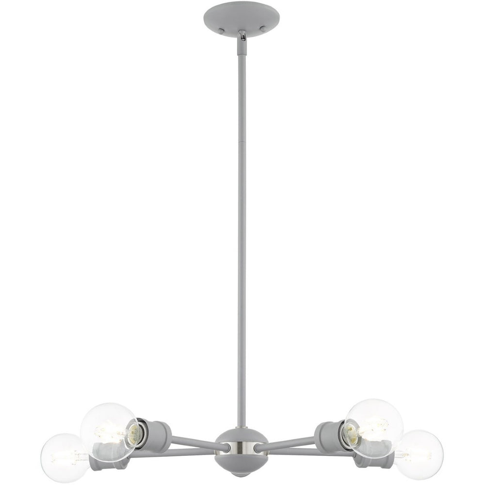 HomeRoots Five Light Dimmable Chandelier - Elegant Cylinder Design for Modern Spaces, Ideal for Any Room 687436