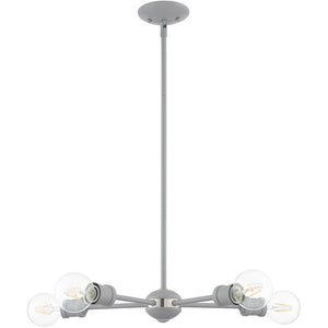 HomeRoots Five Light Dimmable Chandelier - Elegant Cylinder Design for Modern Spaces, Ideal for Any Room 687436