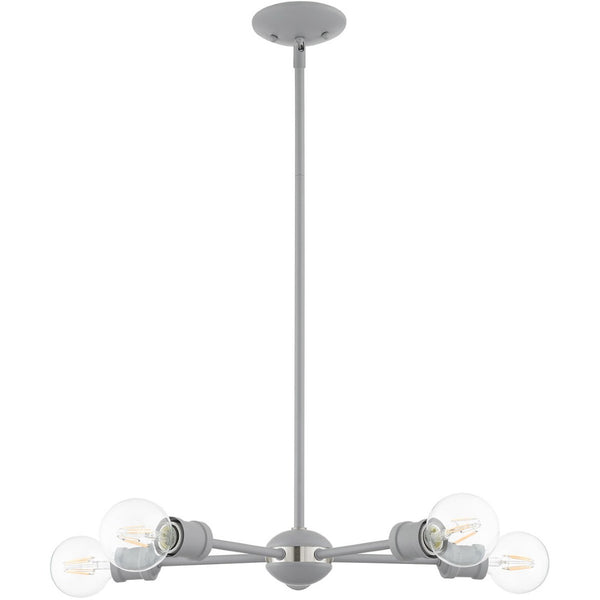 HomeRoots Five Light Dimmable Chandelier - Elegant Cylinder Design for Modern Spaces, Ideal for Any Room 687436