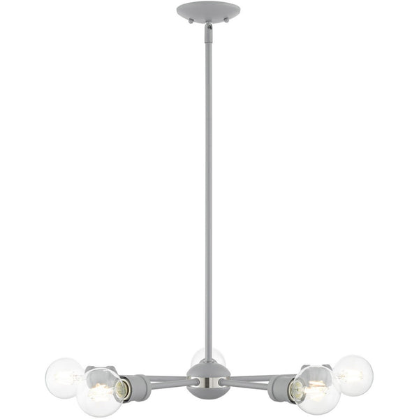 HomeRoots Five Light Dimmable Chandelier - Elegant Cylinder Design for Modern Spaces, Ideal for Any Room 687436