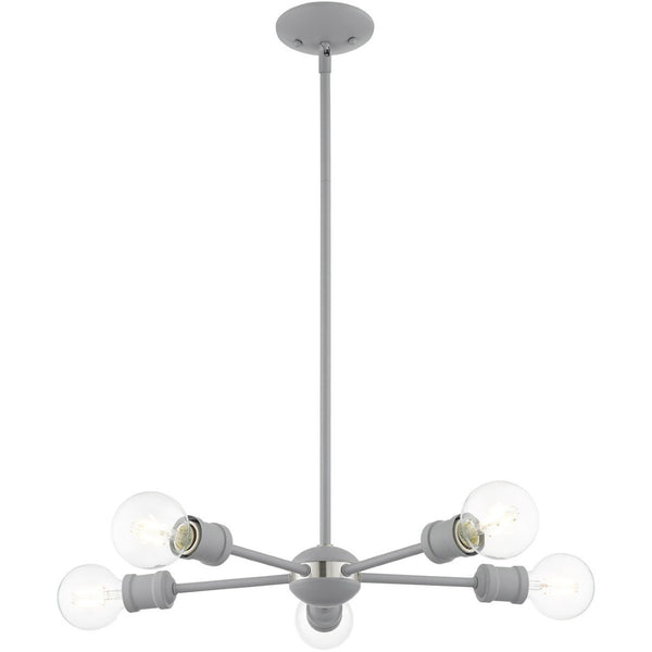 HomeRoots Five Light Dimmable Chandelier - Elegant Cylinder Design for Modern Spaces, Ideal for Any Room 687436