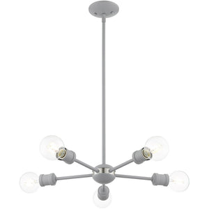 HomeRoots Five Light Dimmable Chandelier - Elegant Cylinder Design for Modern Spaces, Ideal for Any Room 687436