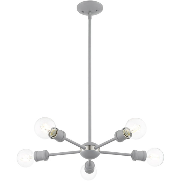 HomeRoots Five Light Dimmable Chandelier - Elegant Cylinder Design for Modern Spaces, Ideal for Any Room 687436