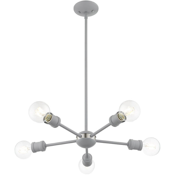 HomeRoots Five Light Dimmable Chandelier - Elegant Cylinder Design for Modern Spaces, Ideal for Any Room 687436