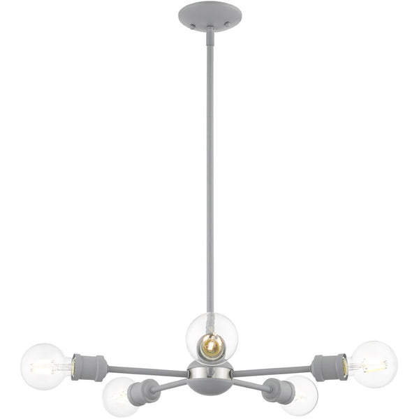 HomeRoots Five Light Dimmable Chandelier - Elegant Cylinder Design for Modern Spaces, Ideal for Any Room 687436