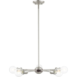HomeRoots Five Light Dimmable Chandelier - Modern Cylinder Shades, Steel Construction for Elegant Spaces 687437