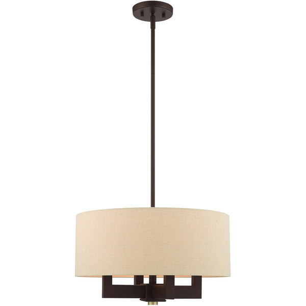 HomeRoots Four Light Dimmable Chandelier with Cylindrical Shades - Modern Steel Fixture for Any Room Decor 687438