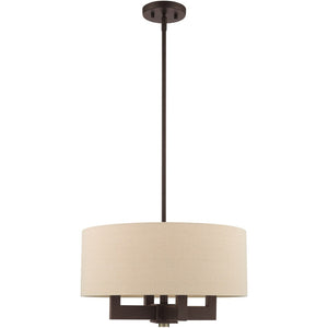HomeRoots Four Light Dimmable Chandelier with Cylindrical Shades - Modern Steel Fixture for Any Room Decor 687438