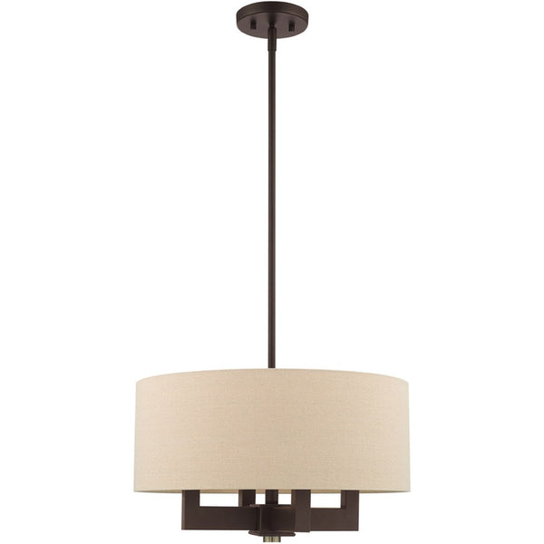 HomeRoots Four Light Dimmable Chandelier with Cylindrical Shades - Modern Steel Fixture for Any Room Decor 687438