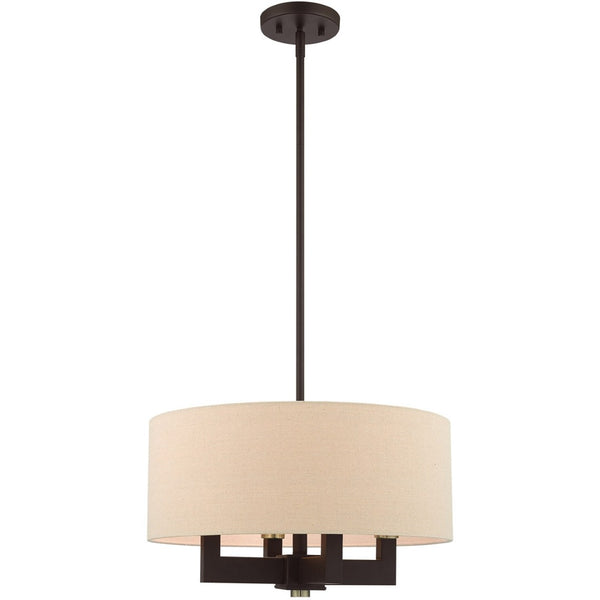 HomeRoots Four Light Dimmable Chandelier with Cylindrical Shades - Modern Steel Fixture for Any Room Decor 687438