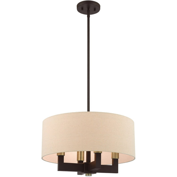 HomeRoots Four Light Dimmable Chandelier with Cylindrical Shades - Modern Steel Fixture for Any Room Decor 687438