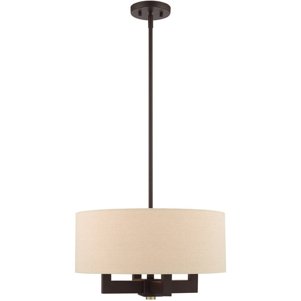 HomeRoots Four Light Dimmable Chandelier with Cylindrical Shades - Modern Steel Fixture for Any Room Decor 687438