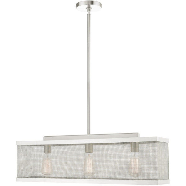 HomeRoots Three Light Dimmable Chandelier with Cylinder Shades - Modern Steel Fixture for Stylish Illumination 687441