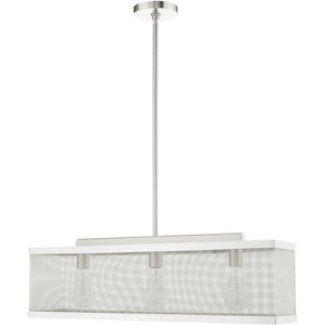HomeRoots Three Light Dimmable Chandelier with Cylinder Shades - Modern Steel Fixture for Stylish Illumination 687441