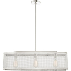 HomeRoots Three Light Dimmable Chandelier with Cylinder Shades - Modern Steel Fixture for Stylish Illumination 687441