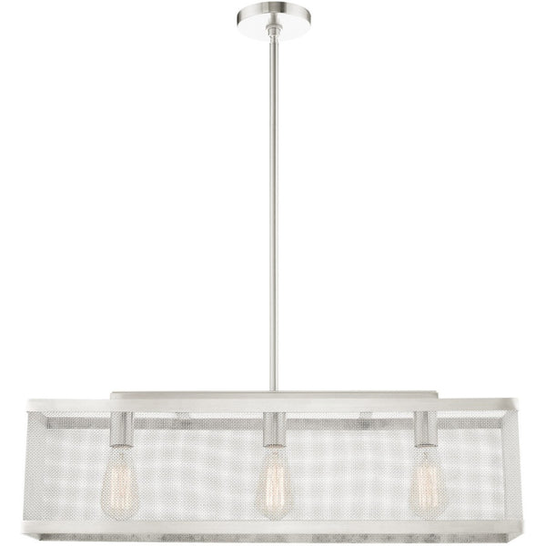 HomeRoots Three Light Dimmable Chandelier with Cylinder Shades - Modern Steel Fixture for Stylish Illumination 687441