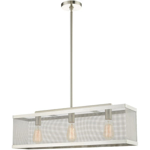 HomeRoots Three Light Dimmable Chandelier with Cylinder Shades - Modern Steel Fixture for Stylish Illumination 687441