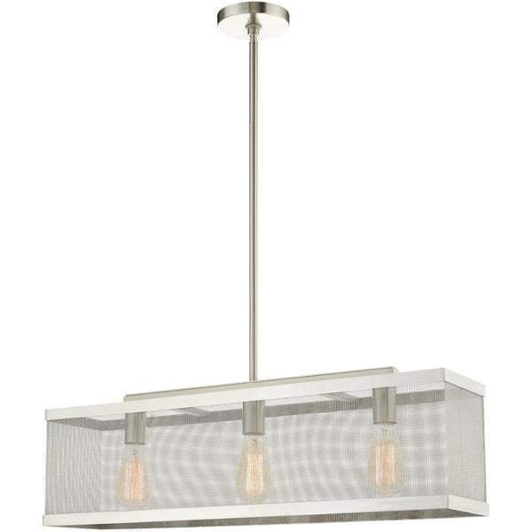HomeRoots Three Light Dimmable Chandelier with Cylinder Shades - Modern Steel Fixture for Stylish Illumination 687441
