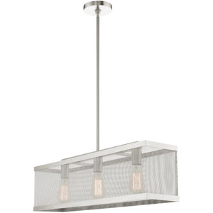 HomeRoots Three Light Dimmable Chandelier with Cylinder Shades - Modern Steel Fixture for Stylish Illumination 687441