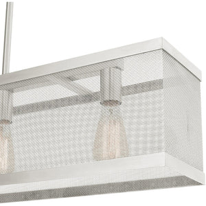 HomeRoots Three Light Dimmable Chandelier with Cylinder Shades - Modern Steel Fixture for Stylish Illumination 687441