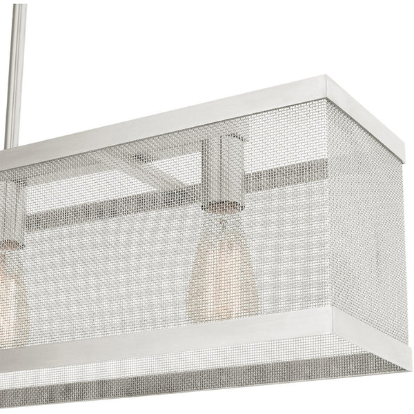 HomeRoots Three Light Dimmable Chandelier with Cylinder Shades - Modern Steel Fixture for Stylish Illumination 687441