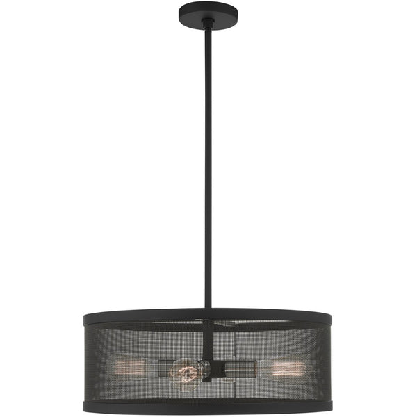 HomeRoots Four Light Dimmable Chandelier with Sleek Cylindrical Shades - Stylish Illumination for Any Space 687442