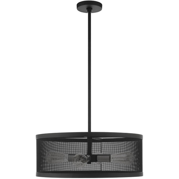 HomeRoots Four Light Dimmable Chandelier with Sleek Cylindrical Shades - Stylish Illumination for Any Space 687442