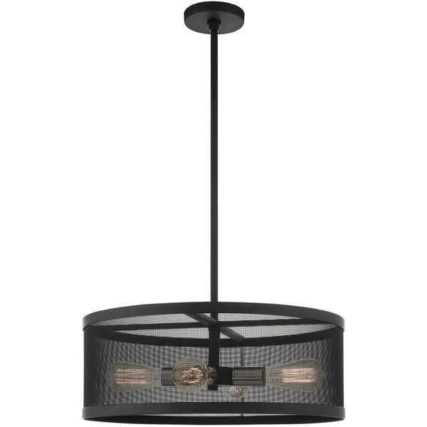 HomeRoots Four Light Dimmable Chandelier with Sleek Cylindrical Shades - Stylish Illumination for Any Space 687442