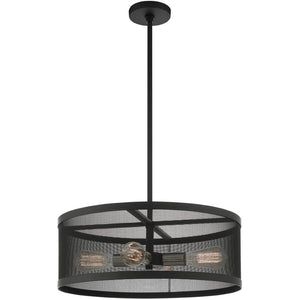 HomeRoots Four Light Dimmable Chandelier with Sleek Cylindrical Shades - Stylish Illumination for Any Space 687442