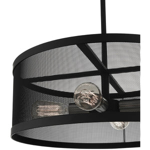 HomeRoots Four Light Dimmable Chandelier with Sleek Cylindrical Shades - Stylish Illumination for Any Space 687442