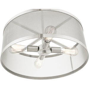 HomeRoots Four Light Dimmable Chandelier - Modern Steel Shades for Warm Ambiance in Any Space, Ideal for Home 687443