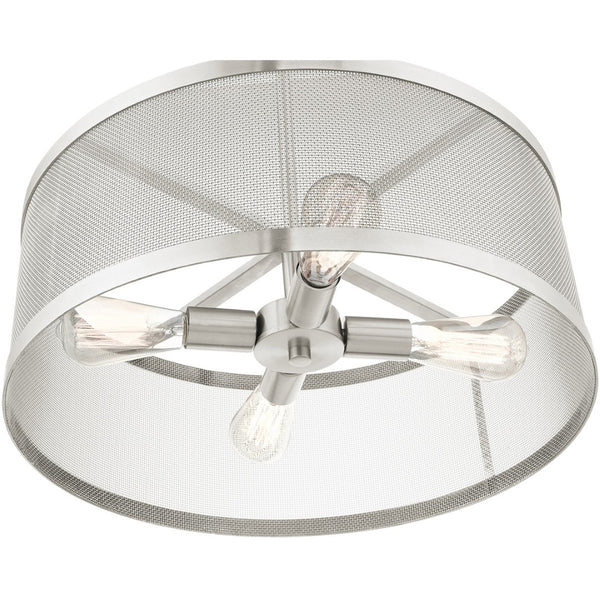 HomeRoots Four Light Dimmable Chandelier - Modern Steel Shades for Warm Ambiance in Any Space, Ideal for Home 687443