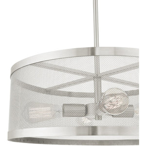 HomeRoots Four Light Dimmable Chandelier - Modern Steel Shades for Warm Ambiance in Any Space, Ideal for Home 687443