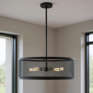 HomeRoots Five Light Dimmable Chandelier with Sleek Cylinder Shades for Modern Ambiance in Any Room 687444