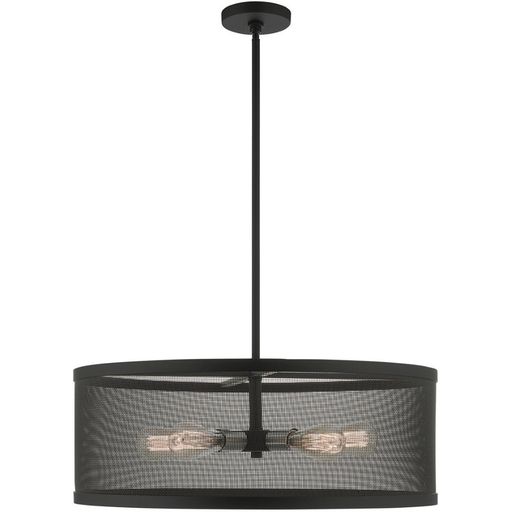 HomeRoots Five Light Dimmable Chandelier with Sleek Cylinder Shades for Modern Ambiance in Any Room 687444