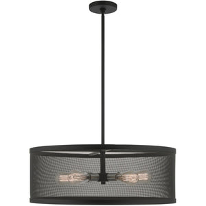 HomeRoots Five Light Dimmable Chandelier with Sleek Cylinder Shades for Modern Ambiance in Any Room 687444