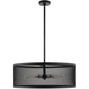 HomeRoots Five Light Dimmable Chandelier with Sleek Cylinder Shades for Modern Ambiance in Any Room 687444