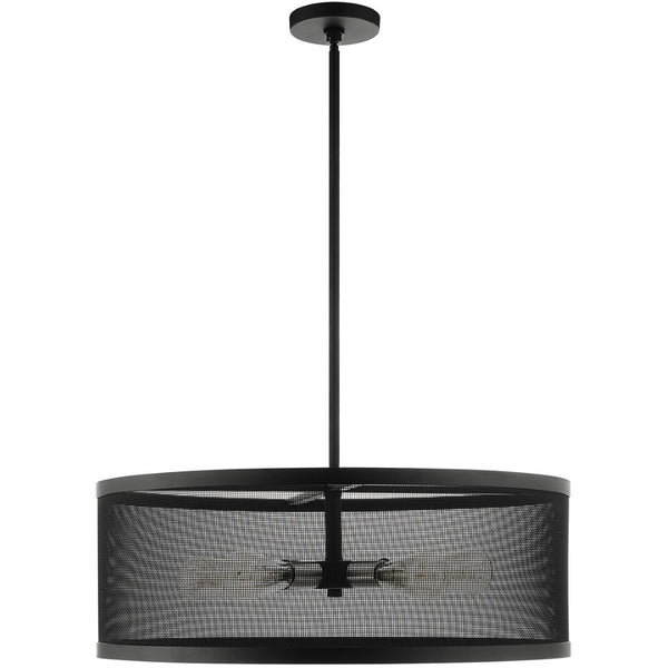 HomeRoots Five Light Dimmable Chandelier with Sleek Cylinder Shades for Modern Ambiance in Any Room 687444