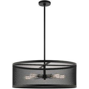 HomeRoots Five Light Dimmable Chandelier with Sleek Cylinder Shades for Modern Ambiance in Any Room 687444