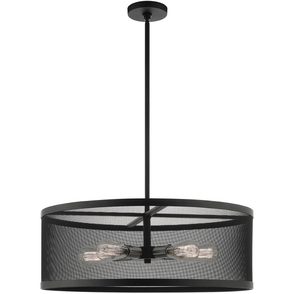 HomeRoots Five Light Dimmable Chandelier with Sleek Cylinder Shades for Modern Ambiance in Any Room 687444