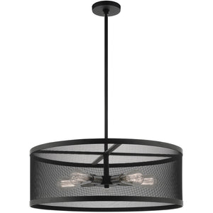 HomeRoots Five Light Dimmable Chandelier with Sleek Cylinder Shades for Modern Ambiance in Any Room 687444