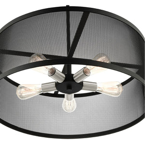 HomeRoots Five Light Dimmable Chandelier with Sleek Cylinder Shades for Modern Ambiance in Any Room 687444