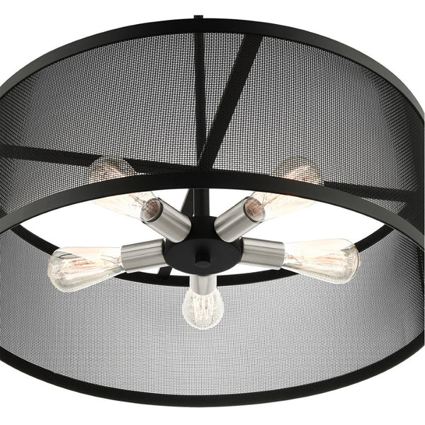 HomeRoots Five Light Dimmable Chandelier with Sleek Cylinder Shades for Modern Ambiance in Any Room 687444