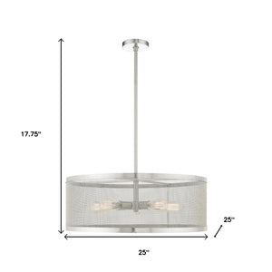 HomeRoots Five Light Dimmable Chandelier with Sleek Cylindrical Shades - Modern Steel Design for Any Space 687445