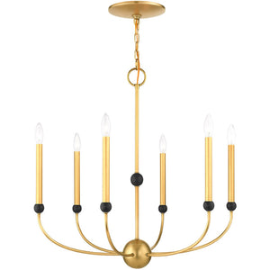 HomeRoots Six Light Dimmable Chandelier - Elegant Cylinder Design with Shades for Versatile Modern Spaces 687446