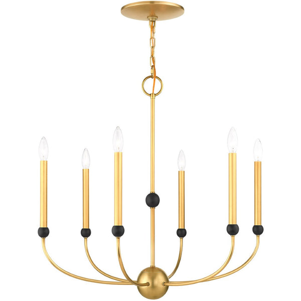 HomeRoots Six Light Dimmable Chandelier - Elegant Cylinder Design with Shades for Versatile Modern Spaces 687446