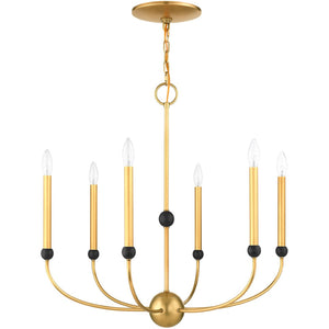 HomeRoots Six Light Dimmable Chandelier - Elegant Cylinder Design with Shades for Versatile Modern Spaces 687446